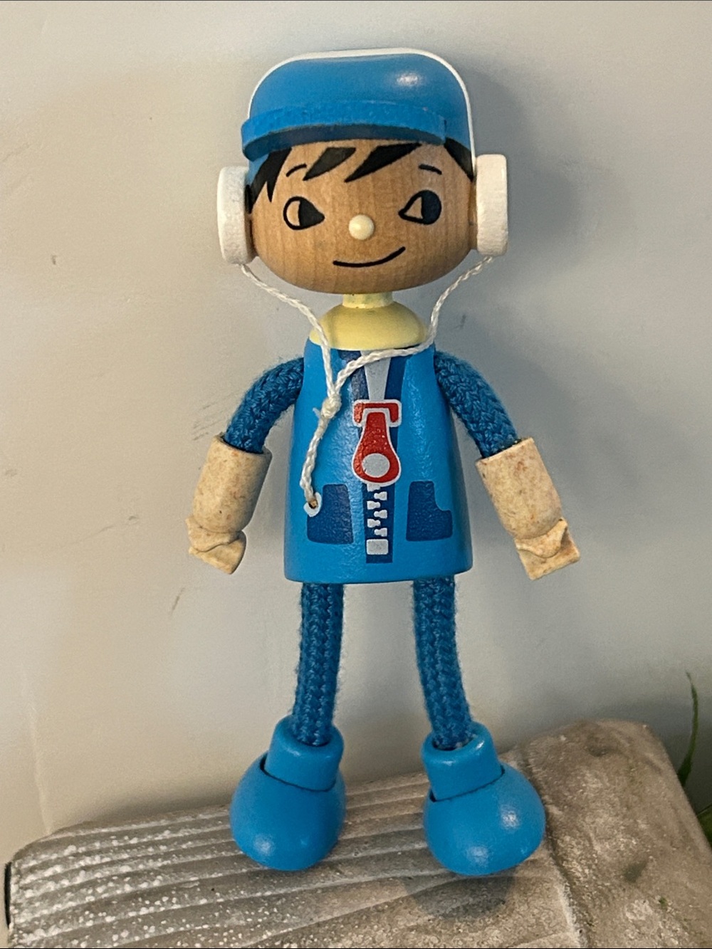 Hape Modern Family Son doll (model E3508), a bendable wooden toy figure